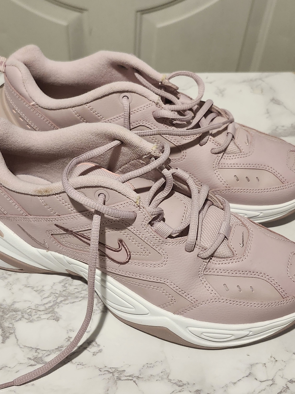 Nike Womens Tekno Pink Foam Phantom Sneakers Chunky Athletic Running Shoes 9 1/2